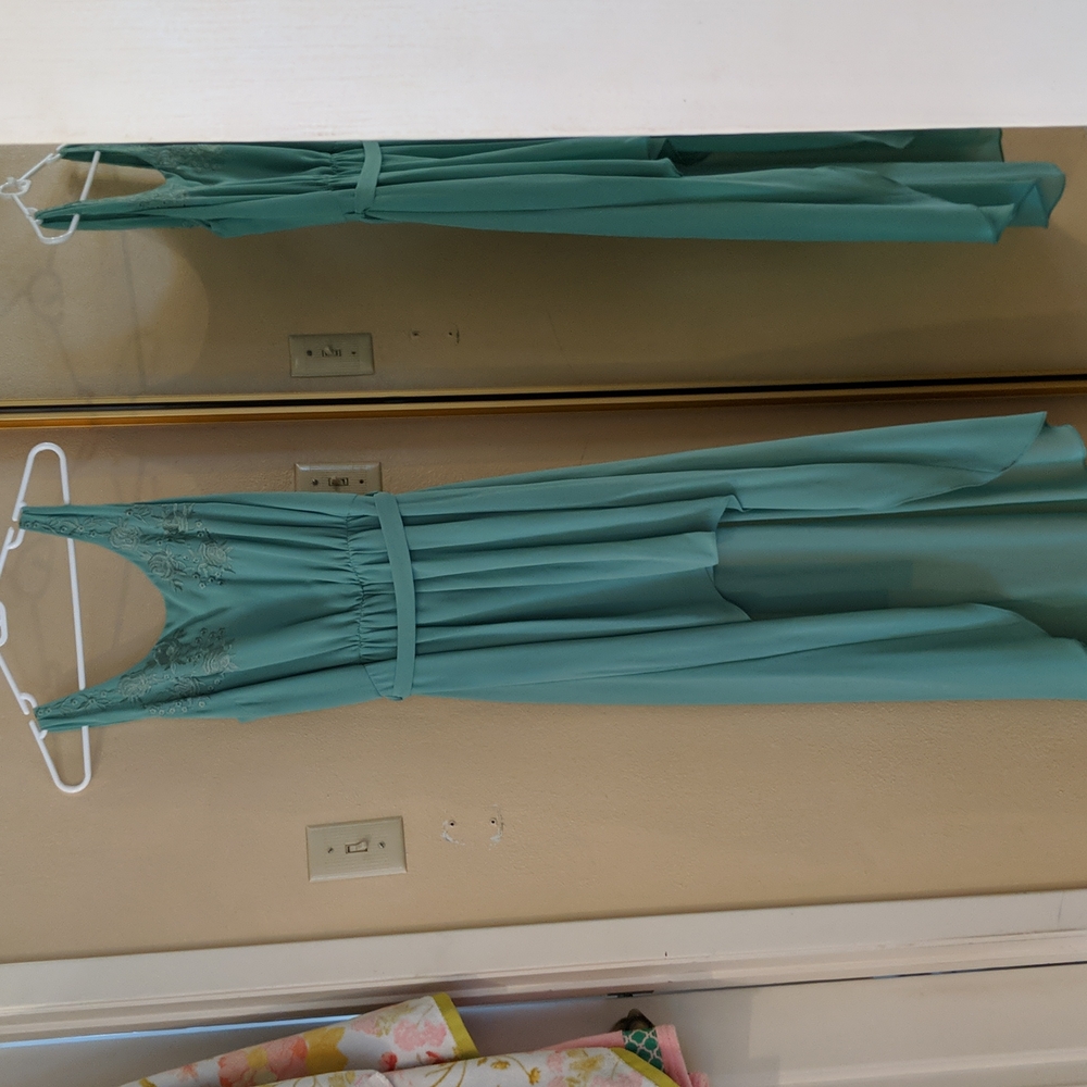 Mint green high to low dress